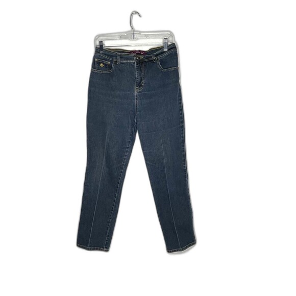 Gloria Vanderbilt Jeans Size 8P High Rise Straight Creased Dark Blue  28x27 - Picture 1 of 7